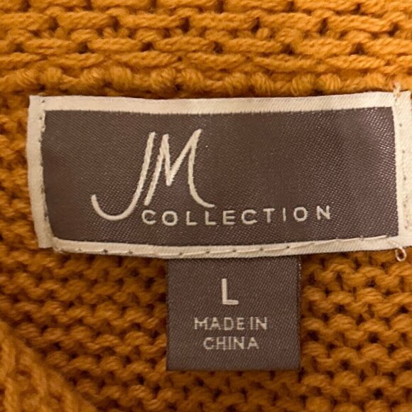 JM Collection SZ L Pumpkin color heavy knit sweater coat Comfy Warm Retro - Picture 6 of 9
